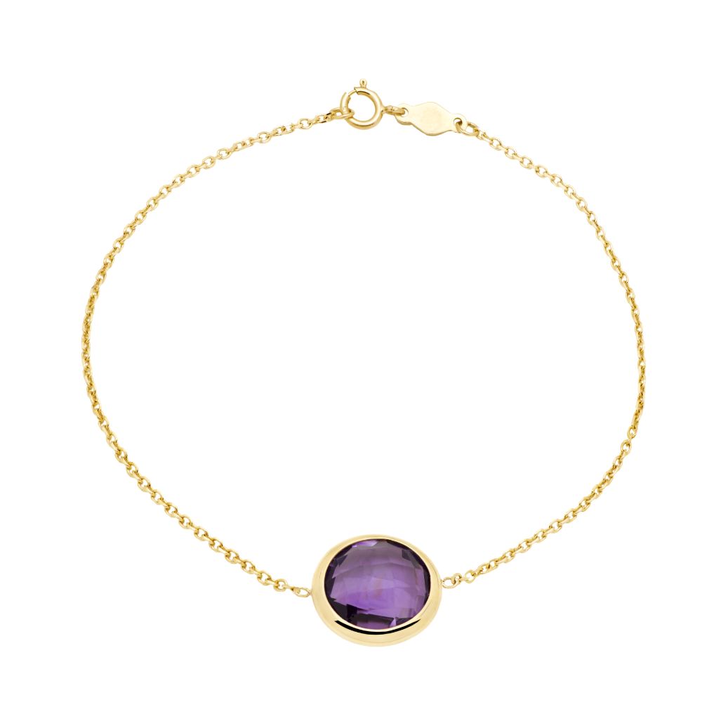 14K Gold Bracelet with 10mm Amethyst