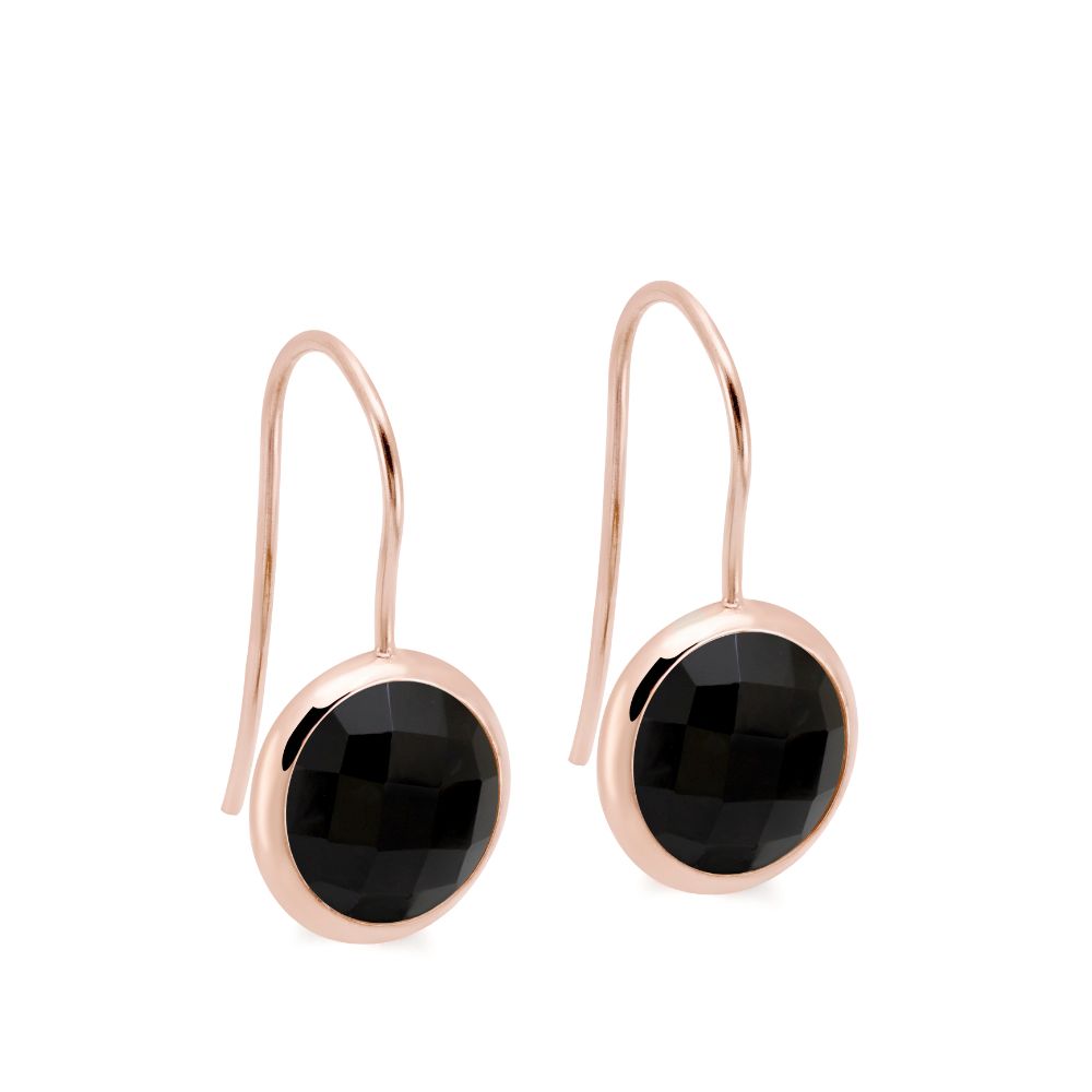 Black Onyx Earrings 10mm 14K Rose Gold