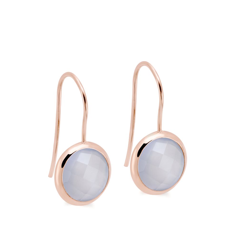 Chalcedony Earrings 10mm 14K Rose Gold