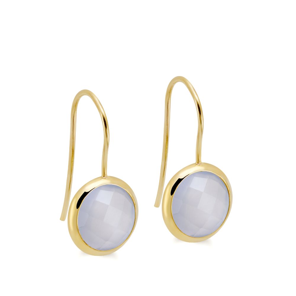 Chalcedony Earrings 10mm 14K Gold for Women