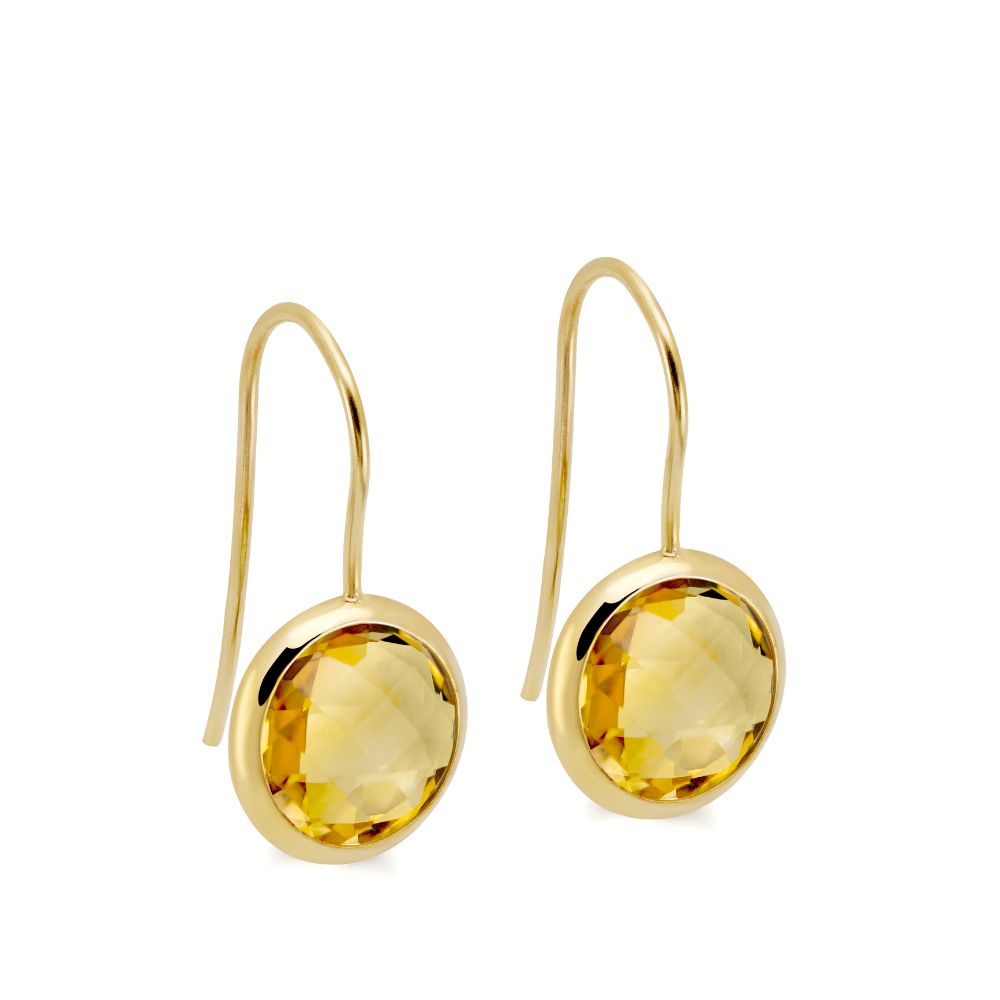 Citrine Earrings 10mm 14K Gold Kyklos Jewelry