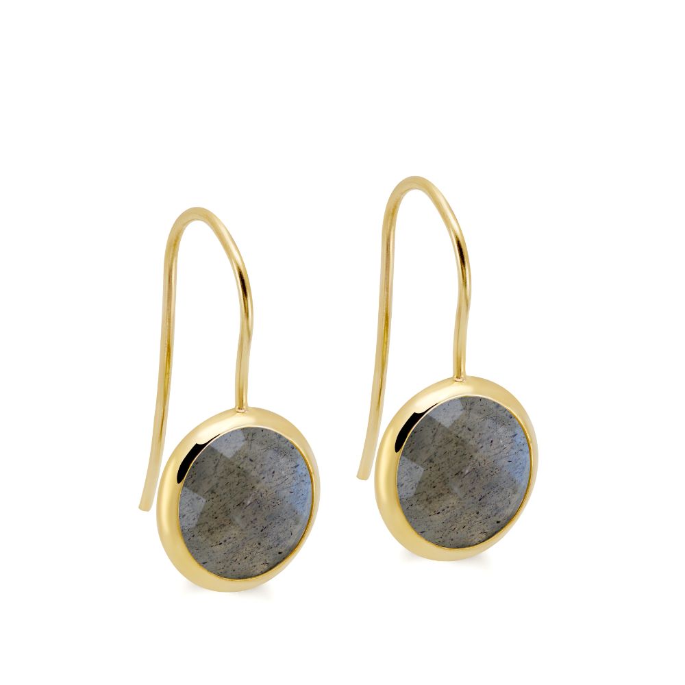 Labradorite Earrings 10mm 14K Gold