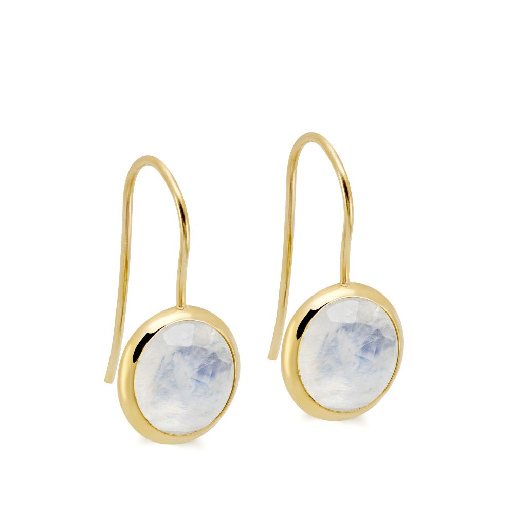 Moonstone Earrings 10mm 14K Gold Natural Gemstones
