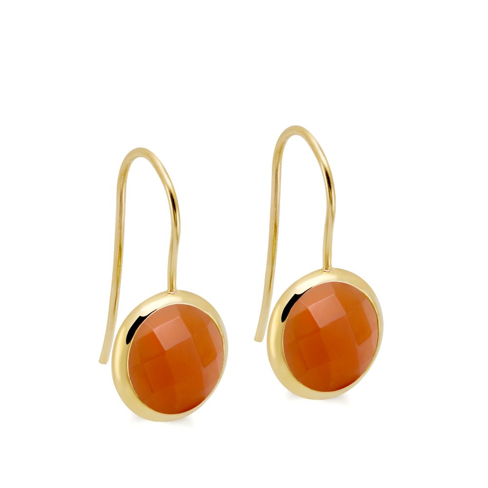 Orange Moonstone Earrings 10mm 14K Gold by Kyklos