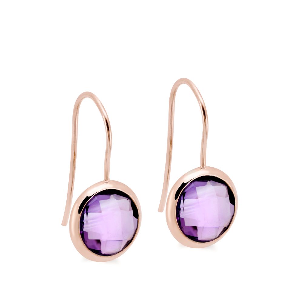 Amethyst Earrings 10mm 14K Rose Gold