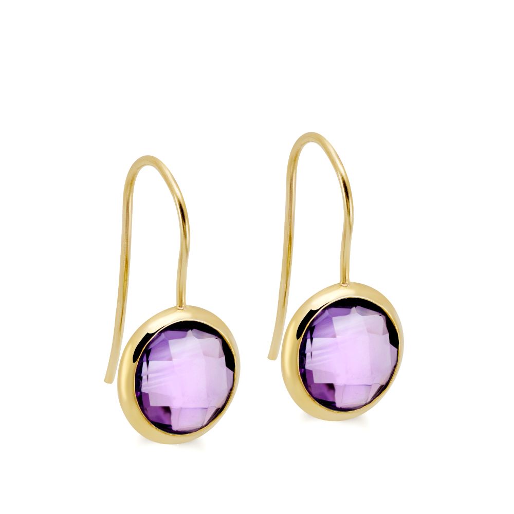 Amethyst Earrings 10mm 14K Gold for Women