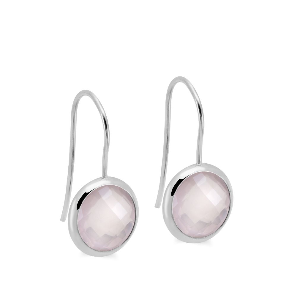 Rose Quartz Earrings 10mm in 14K White Gold, handcrafted elegance, featuring a timeless design with a choice of multiple gemstones.