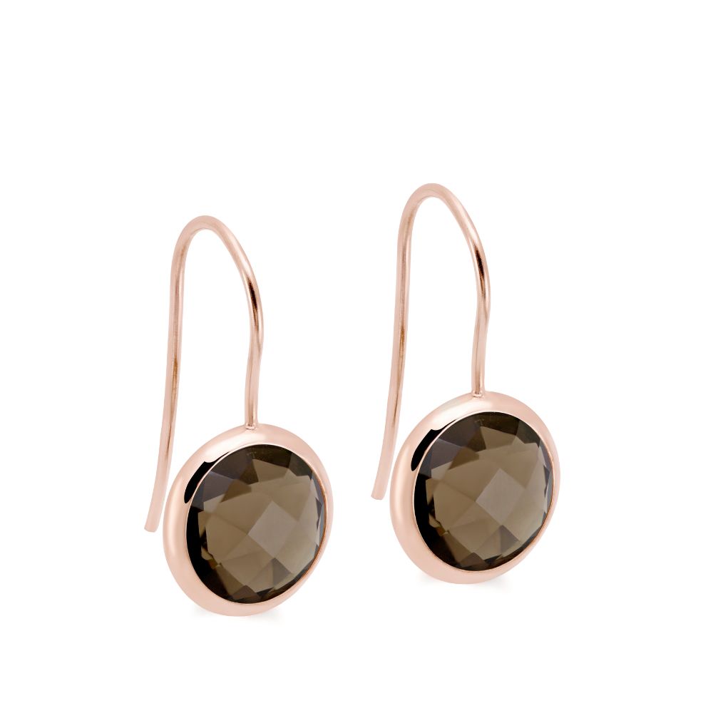 Smoky Quartz Earrings 10mm 14K Rose Gold