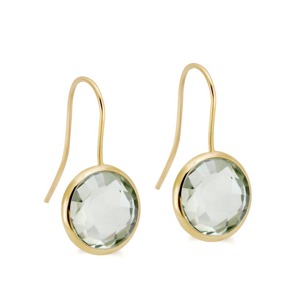 Green Amethyst Earrings 12mm 14K Gold by Kyklos