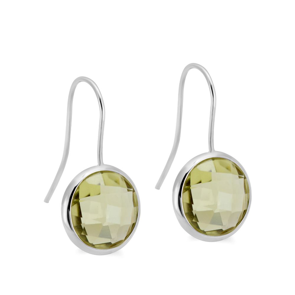 Lemon Quartz Earrings 12mm 14K Gold Gift For Her