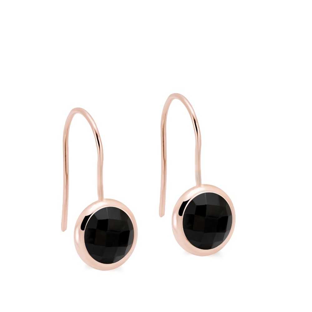 Black Onyx Earrings 8mm 14K Gold