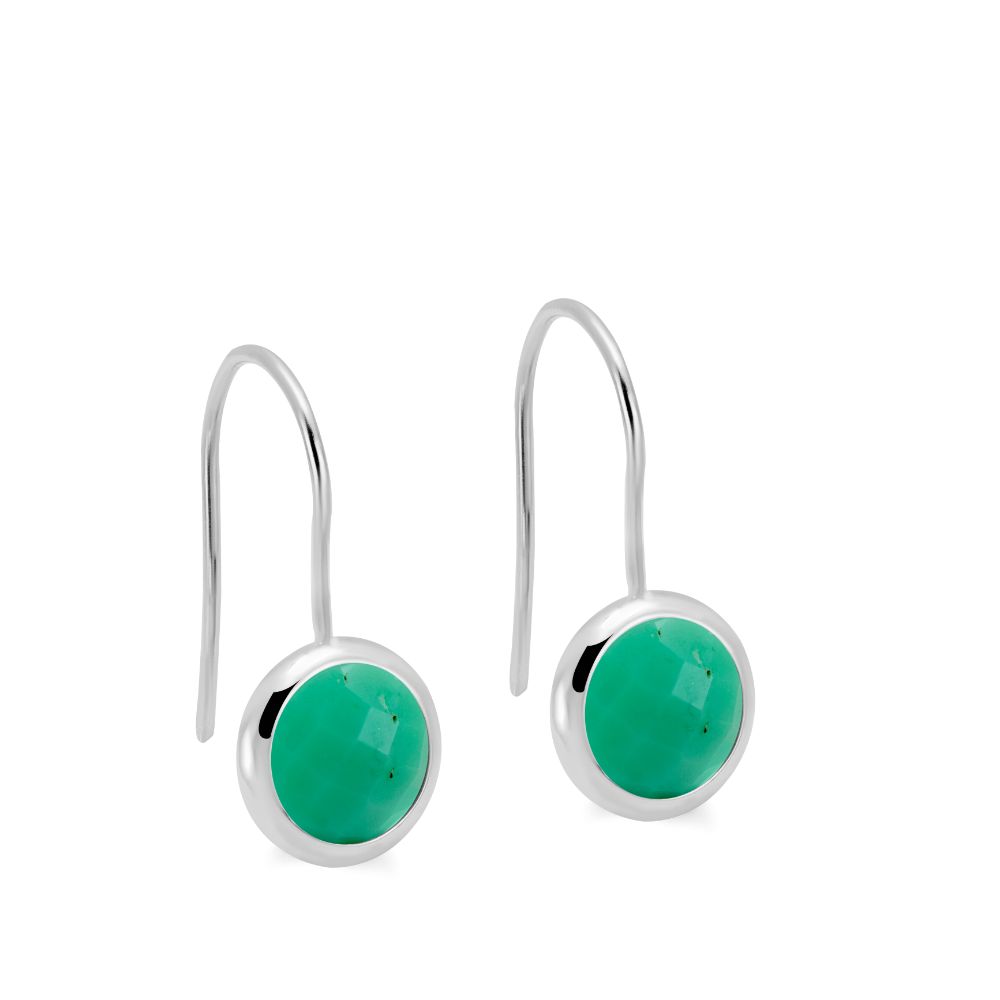 Chrysoprase Earrings 8mm 14K Gold