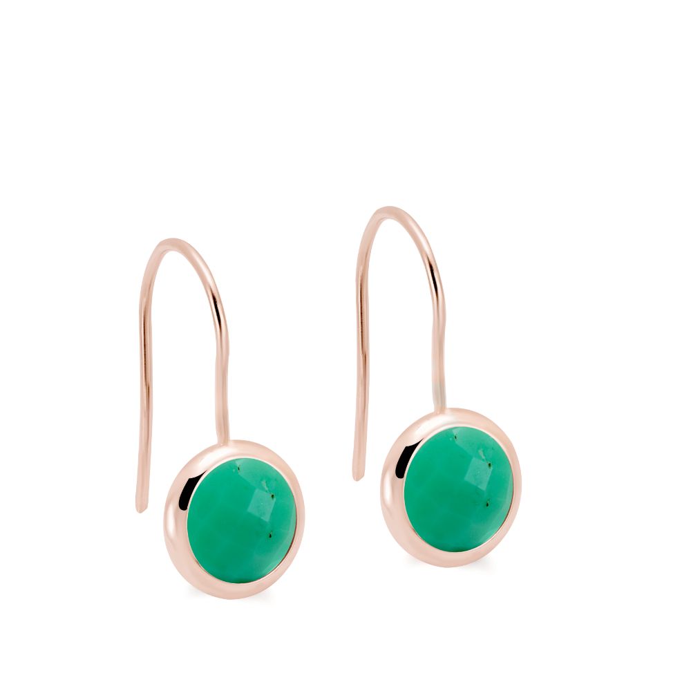 Chrysoprase Earrings 8mm 14K Gold