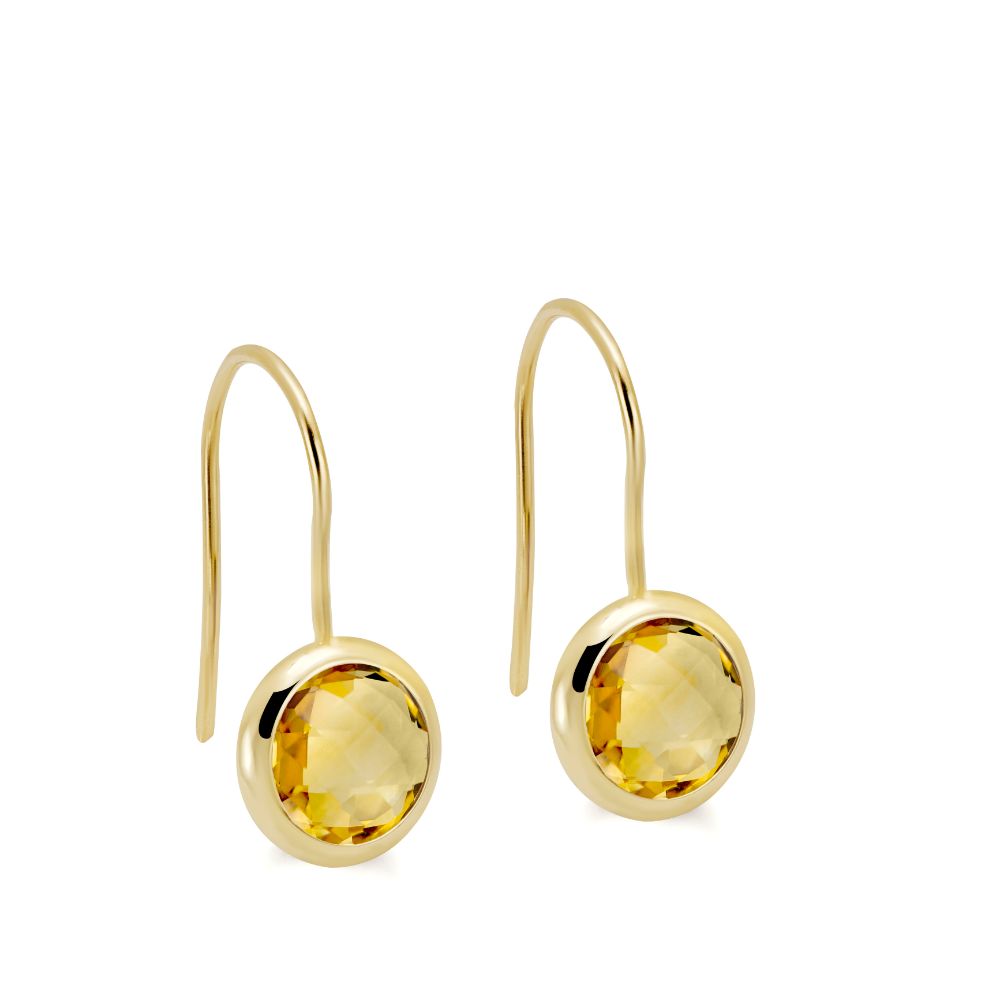 8mm Citrine Earrings 14K Gold by Kyklos Jewelry