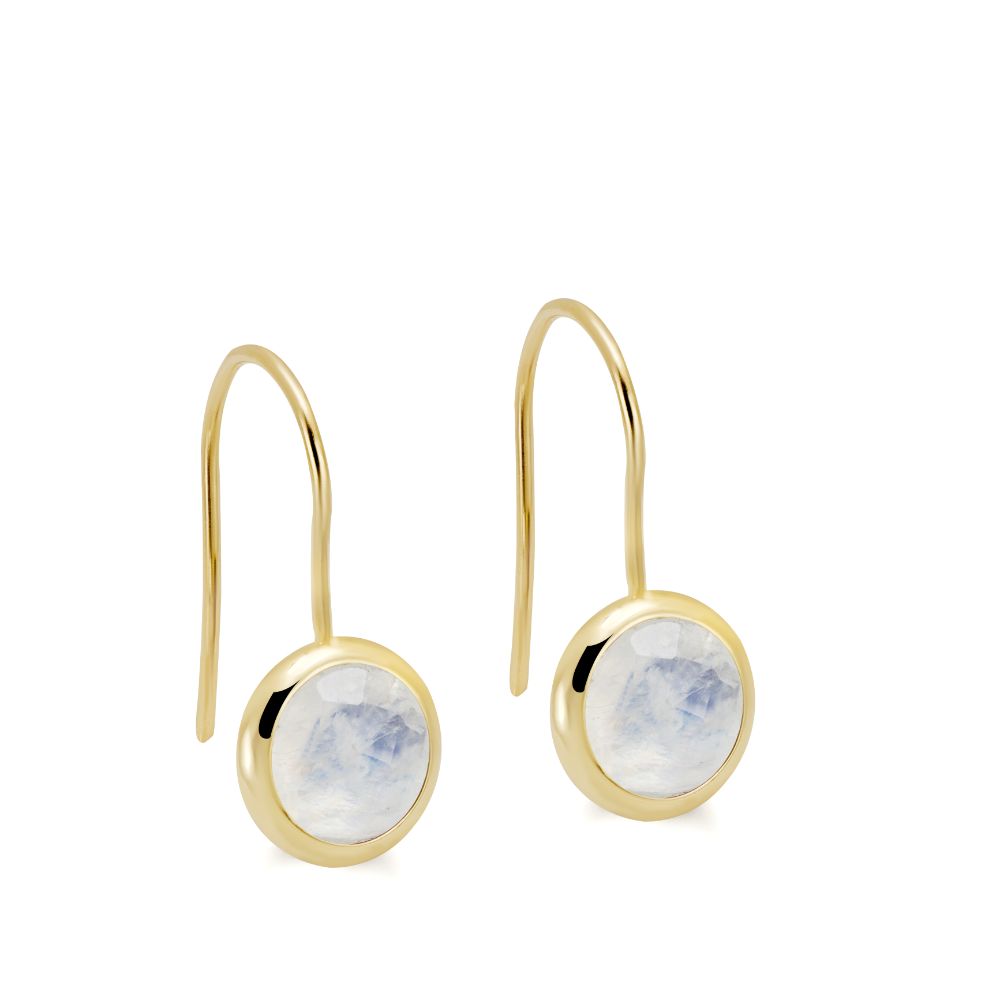 Moonstone Earrings 8mm 14K Gold by Kyklos Jewelry