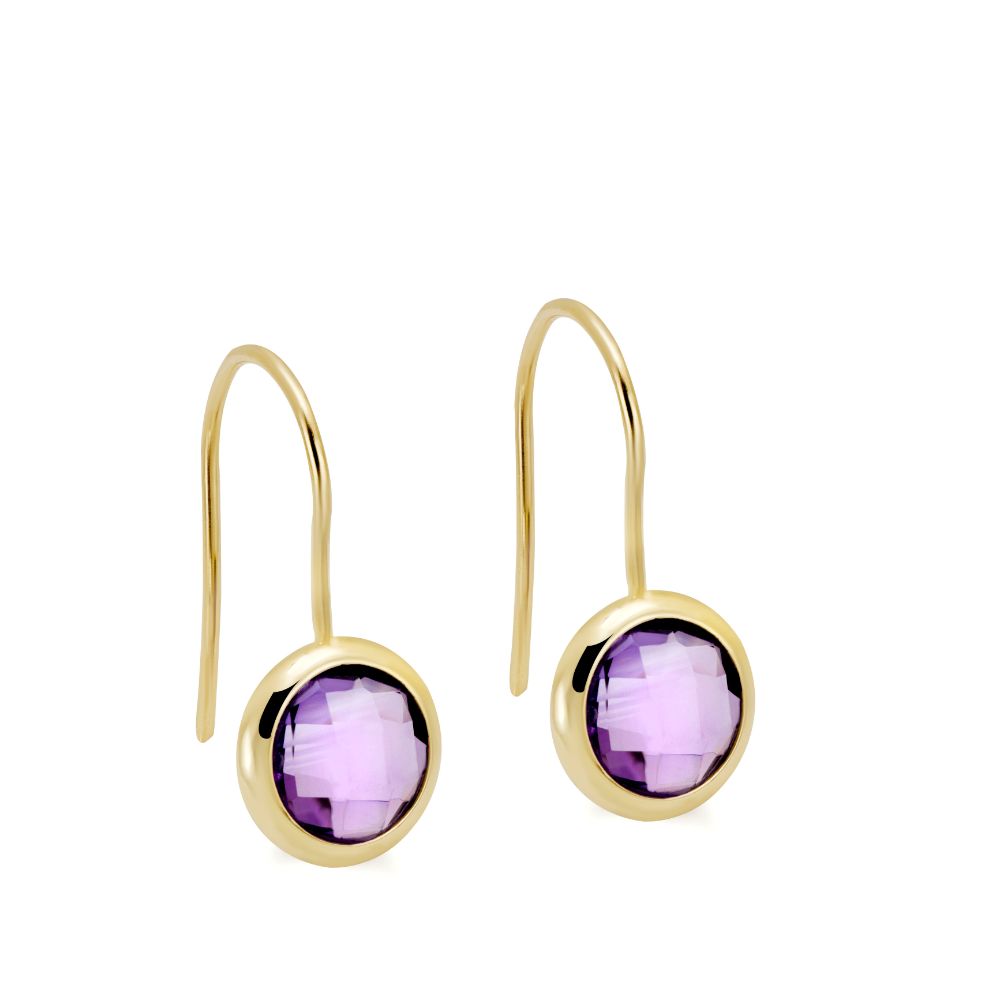 Amethyst Earrings 8mm 14K Gold Kyklos Jewelry