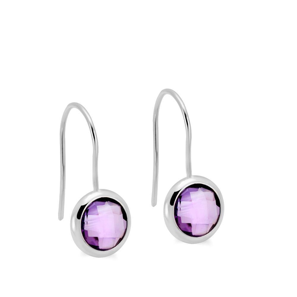 Amethyst Earrings 8mm 14K Gold
