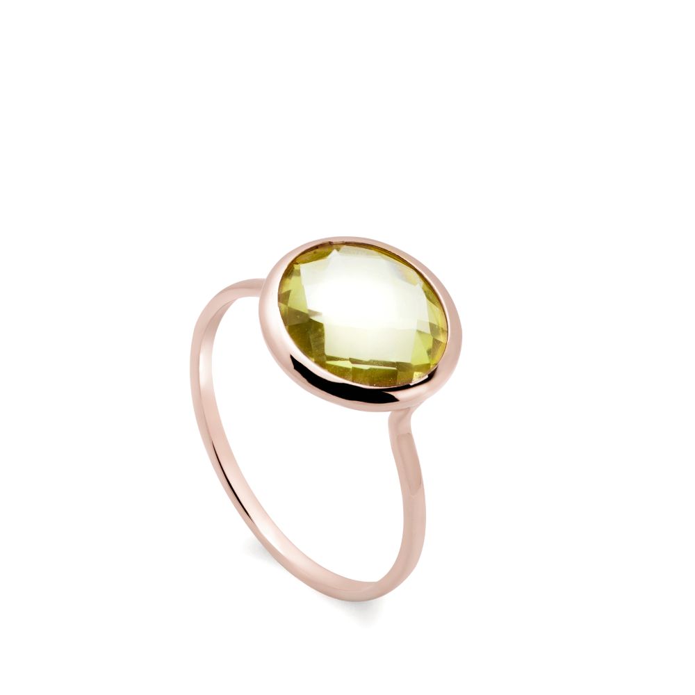 Lemon Quartz Ring 10mm in 14K Gold