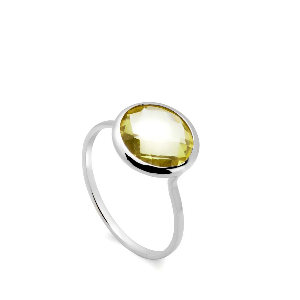 Lemon Quartz Ring 10mm in 14K Gold