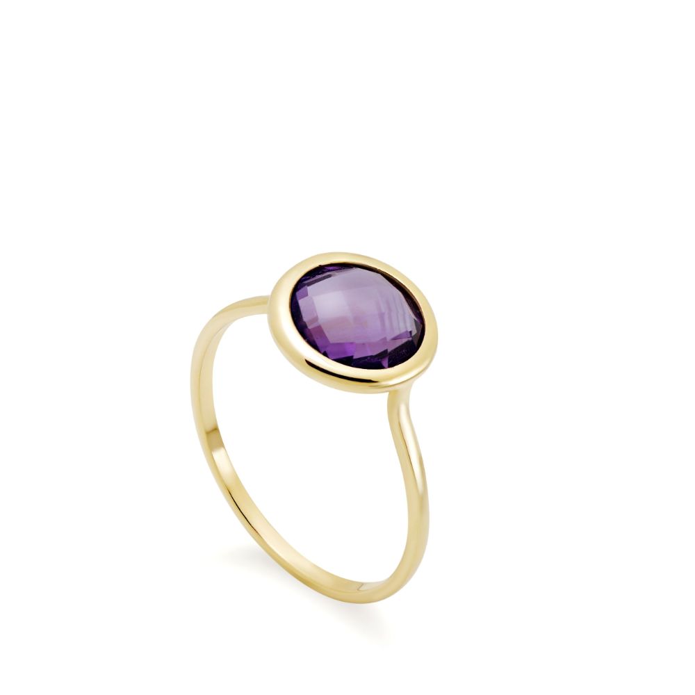 Purple Amethyst Ring 8mm in 14K Gold