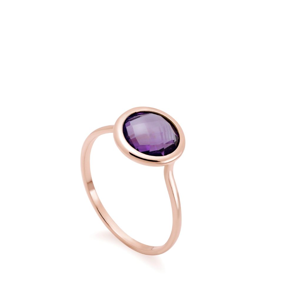 Purple Amethyst Ring 8mm in 14K Gold