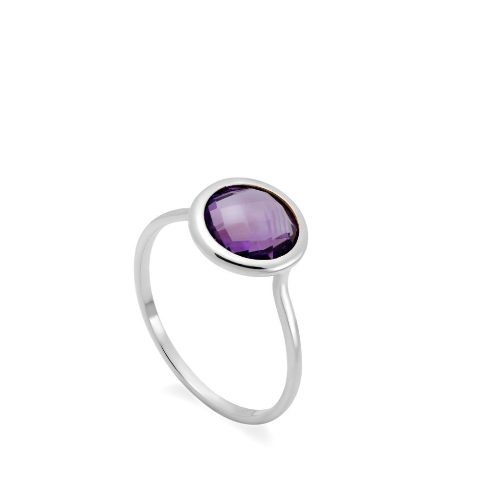 Purple Amethyst Ring 8mm in 14K Gold