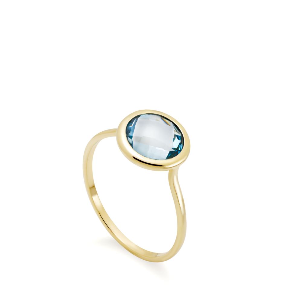 Blue Topaz Ring 8mm in 14K Gold