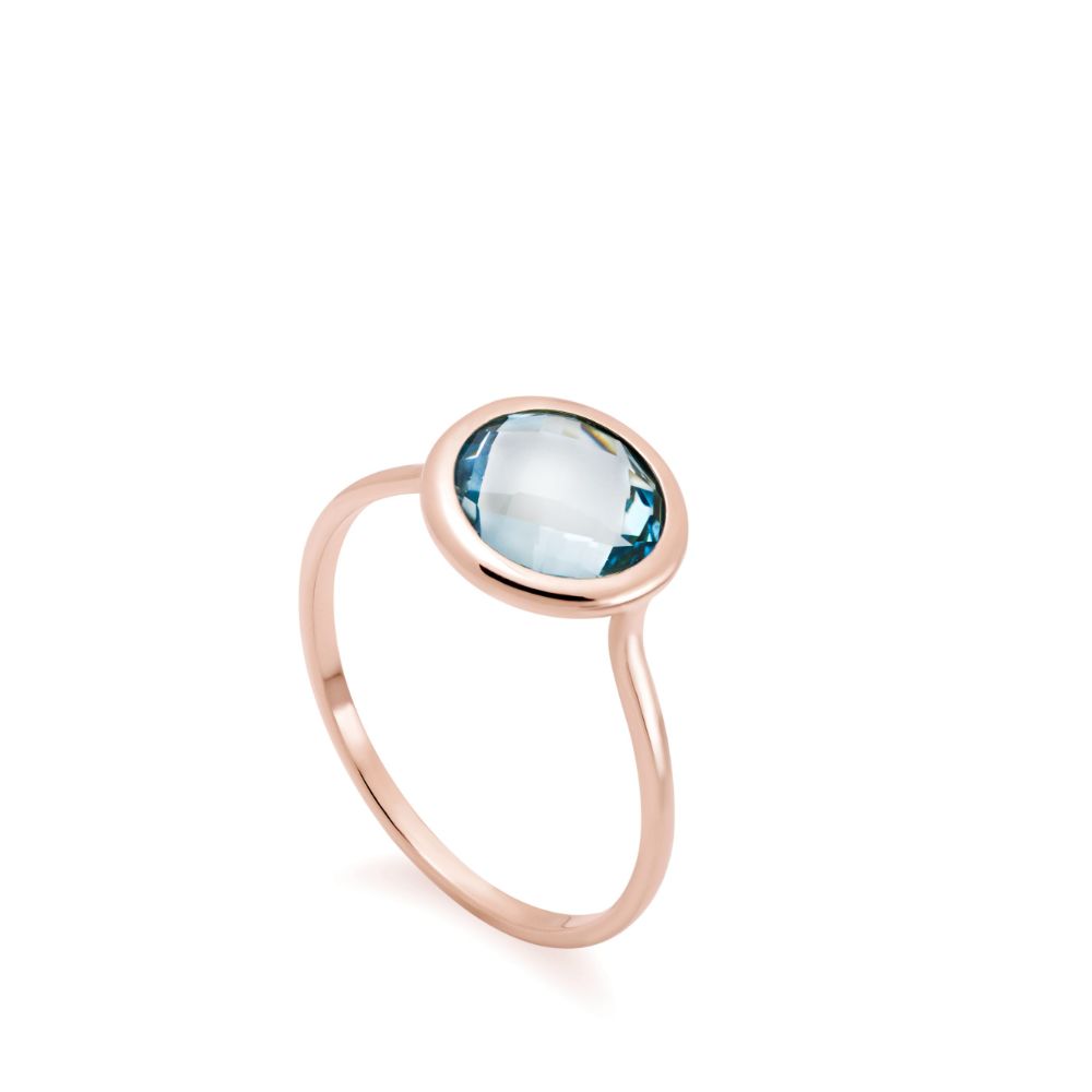 Blue Topaz Ring 8mm in 14K Gold