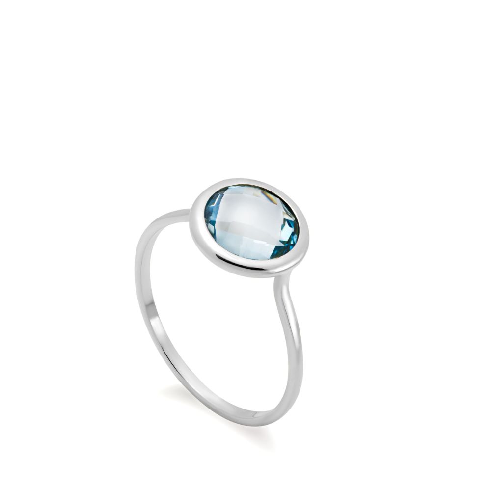 Blue Topaz Ring 8mm in 14K Gold