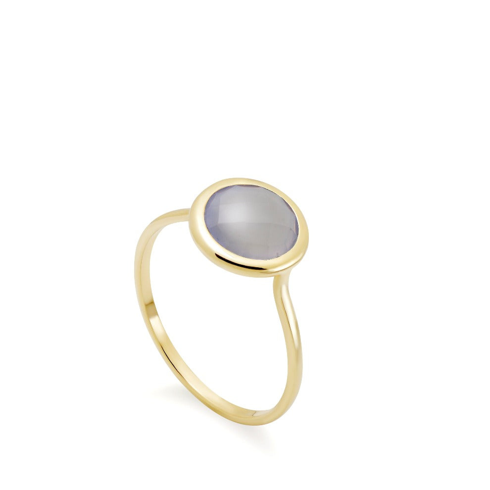 Chalcedony Ring 8mm in 14K Gold for Women