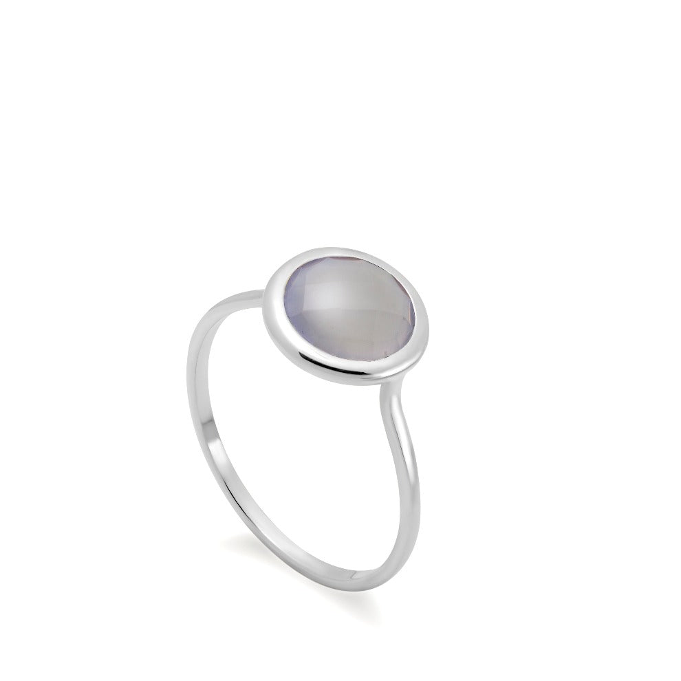 Chalcedony Ring 8mm in 14K White Gold