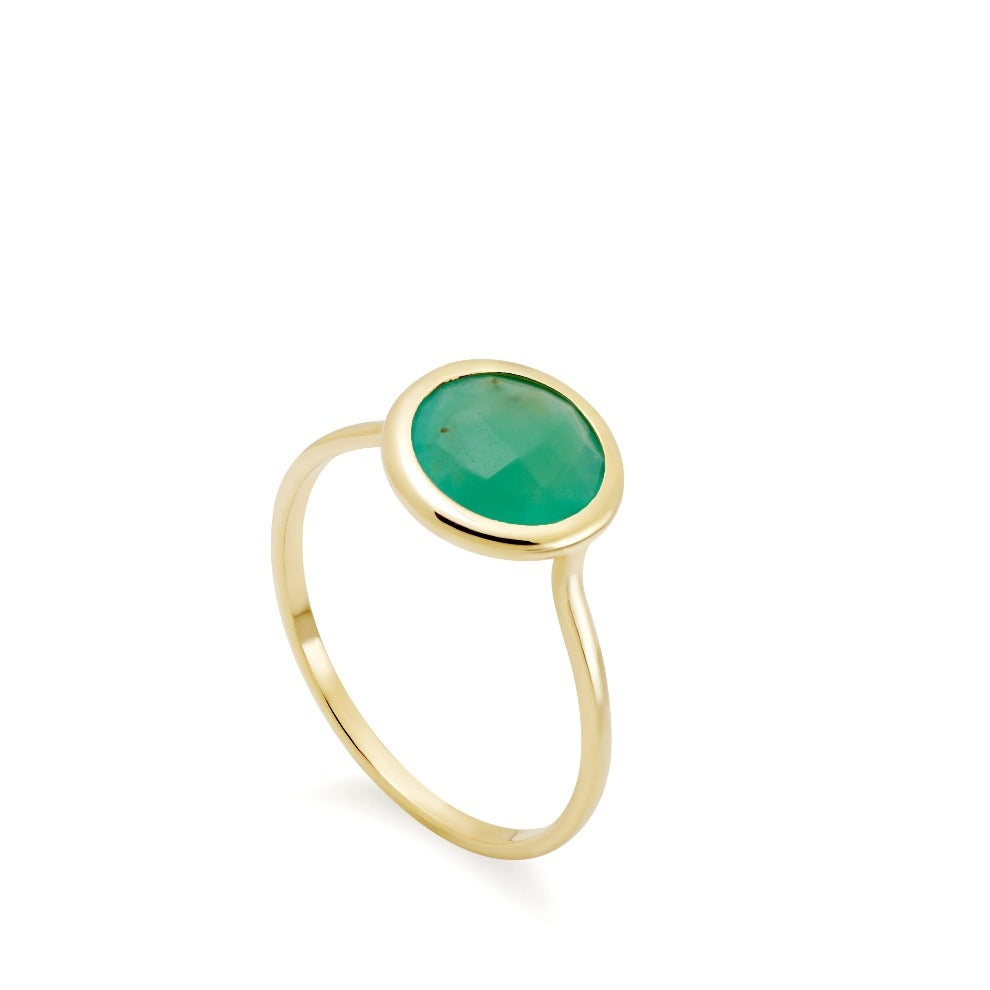 Chrysoprase Ring 8mm in 14K Gold for Women