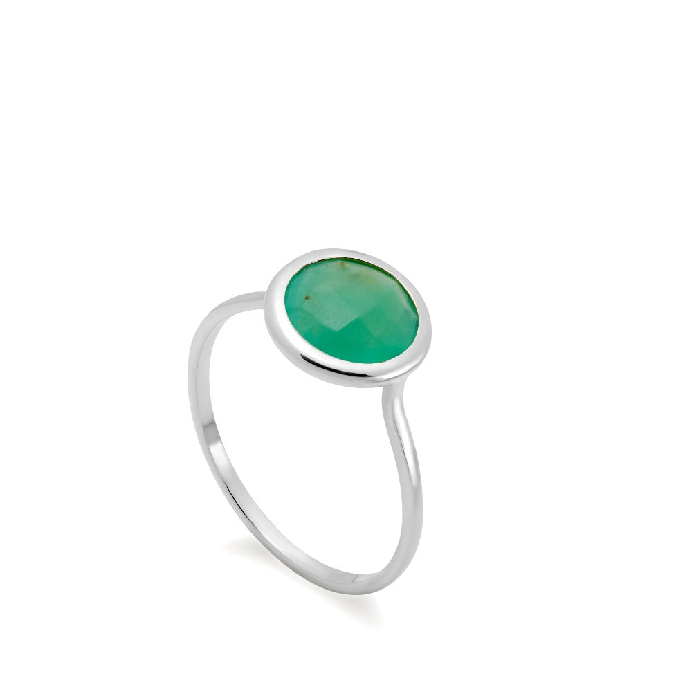 Chrysoprase Ring 8mm in 14K White Gold