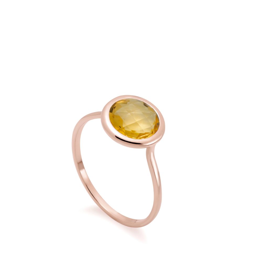 Citrine Ring 8mm in 14K Gold