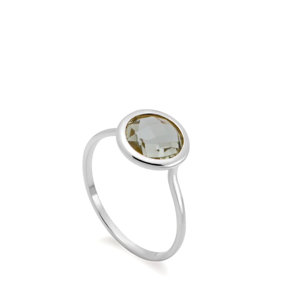 Green Amethyst Ring 8mm in 14K Gold