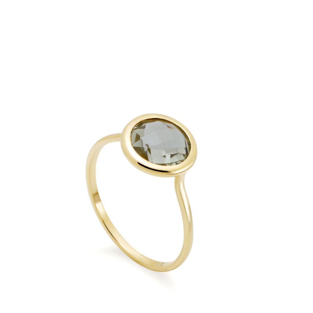Green Amethyst Ring 8mm in 14K Gold