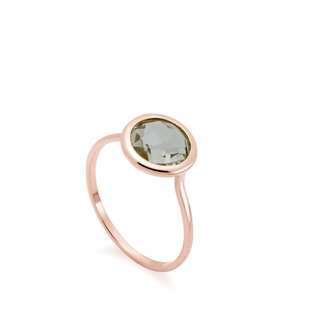 Green Amethyst Ring 8mm in 14K Gold