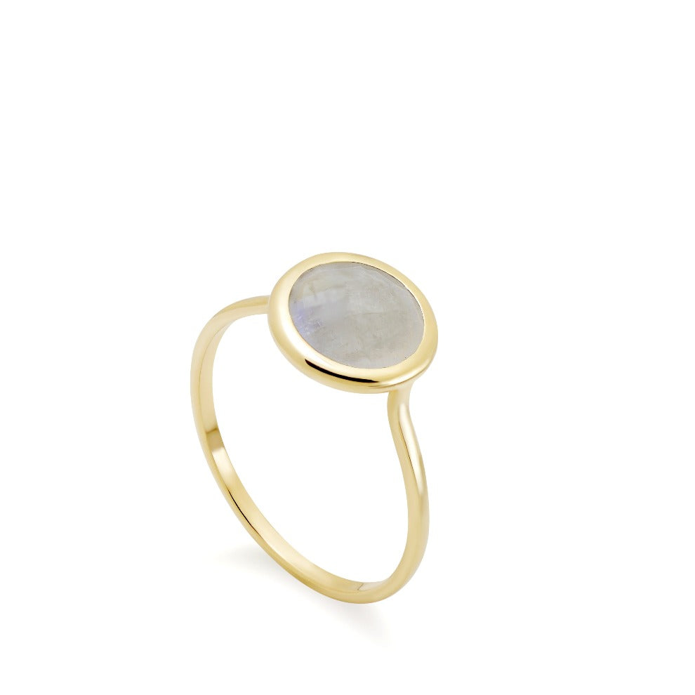 Moonstone Ring 8mm in 14K Gold