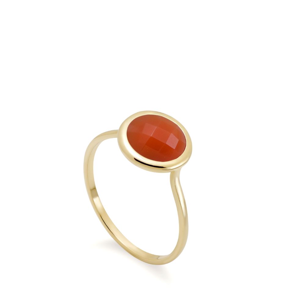 Orange Moonstone Ring 8mm in 14K Gold