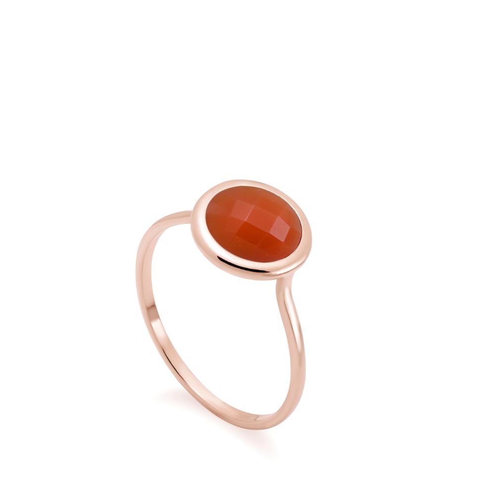 Orange Moonstone Ring 8mm in 14K Gold