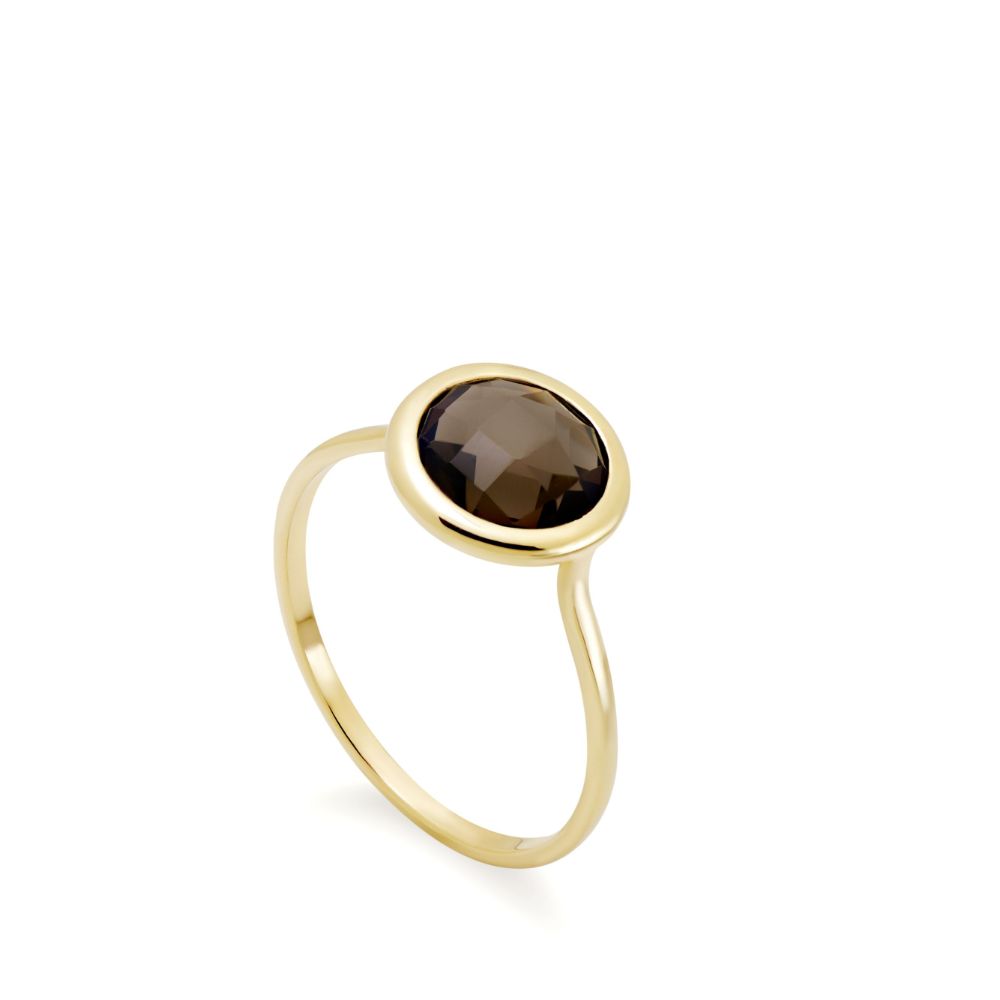 Smoky Quartz Ring 8mm in 14K Gold Kyklos Jewelry
