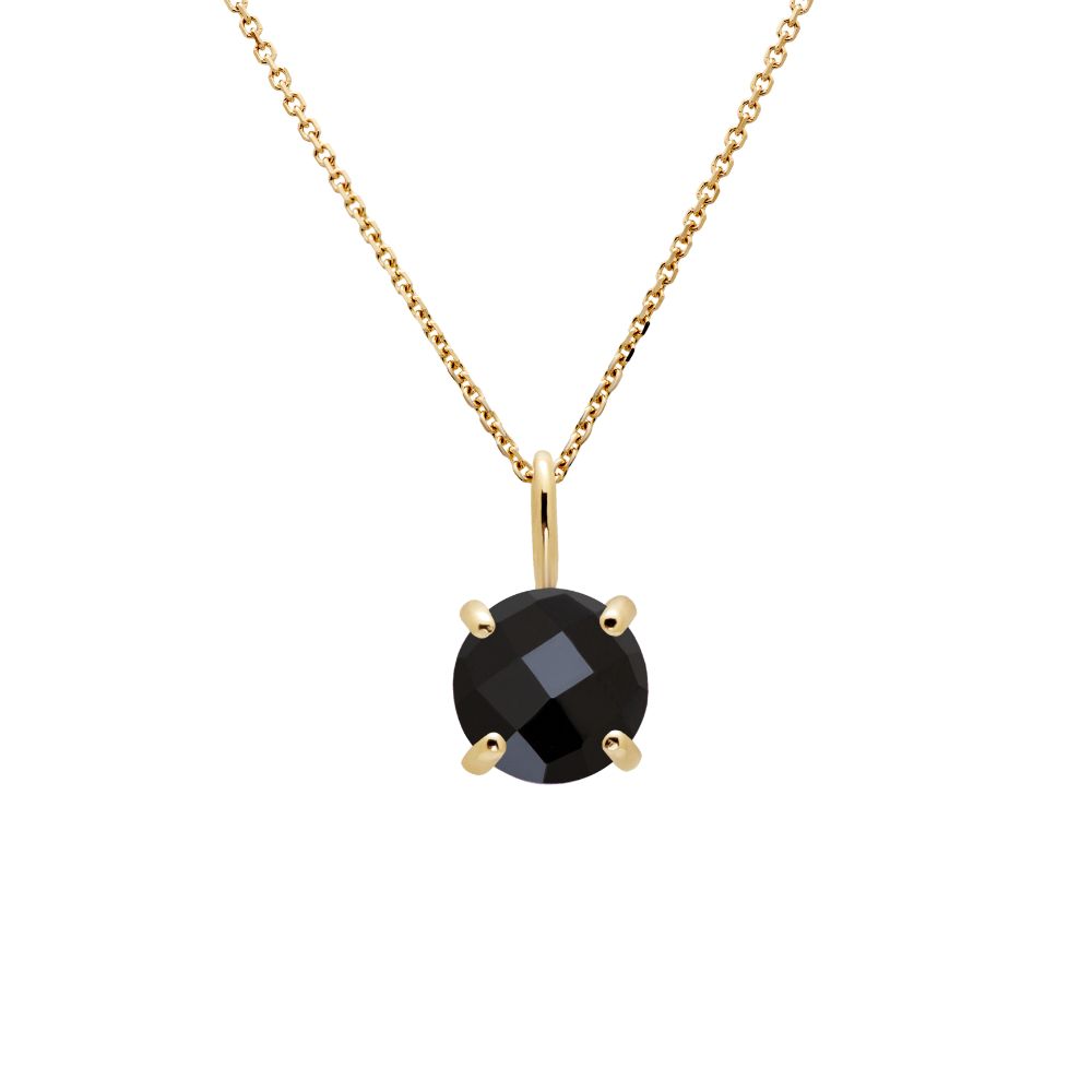 14K Gold Necklace with Black Onyx 8mm