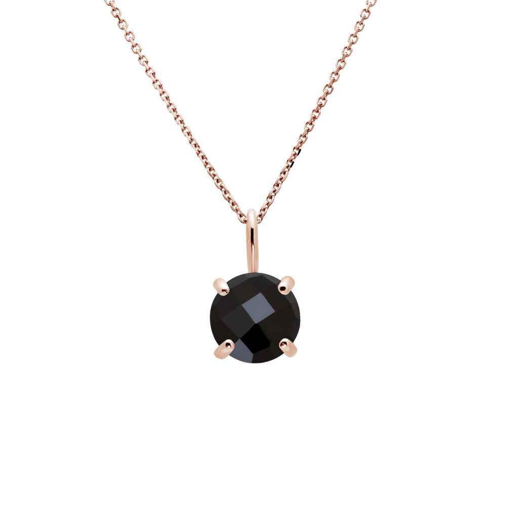 14K Rose Gold Necklace with Black Onyx 8mm