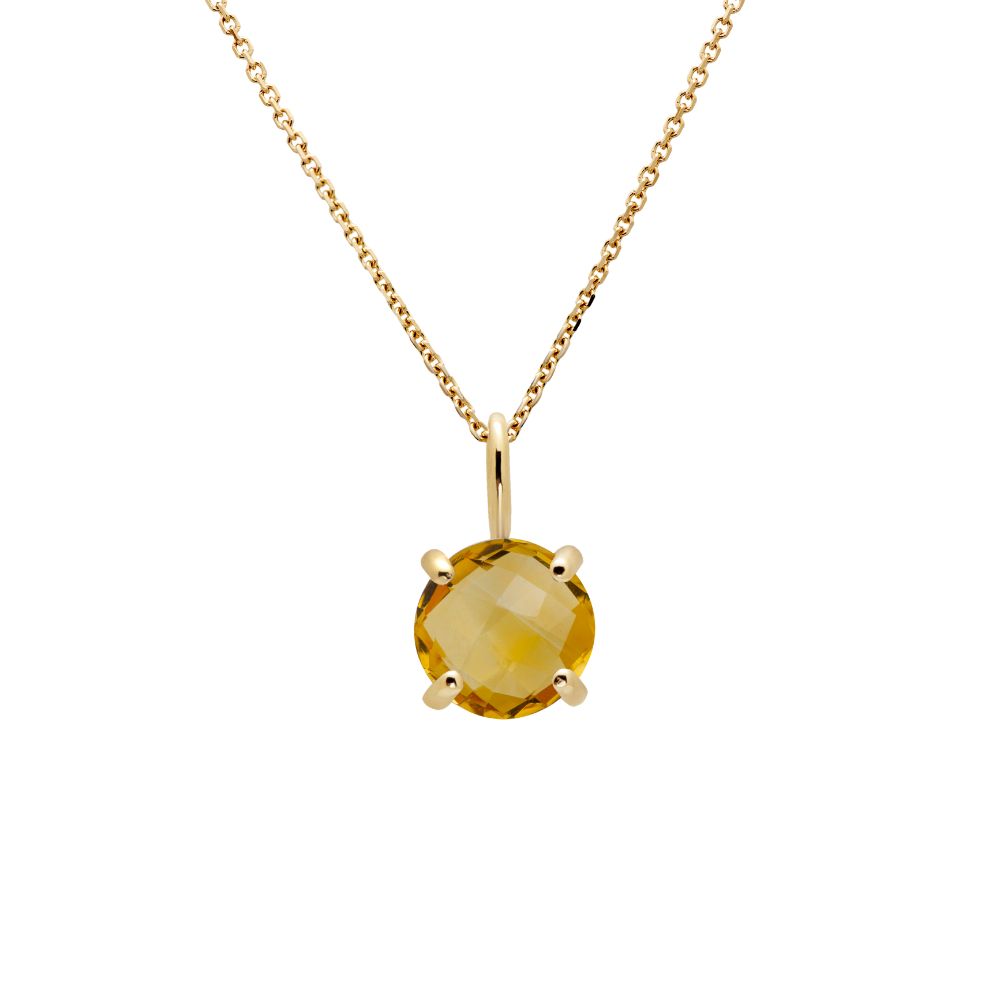 14K Gold Necklace with Citrine 8mm Kyklos Jewelry