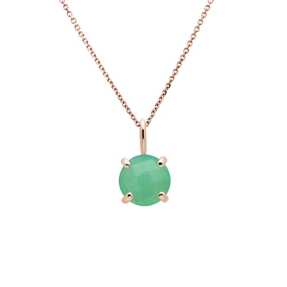 14K Rose Gold Necklace with Chrysoprase 8mm