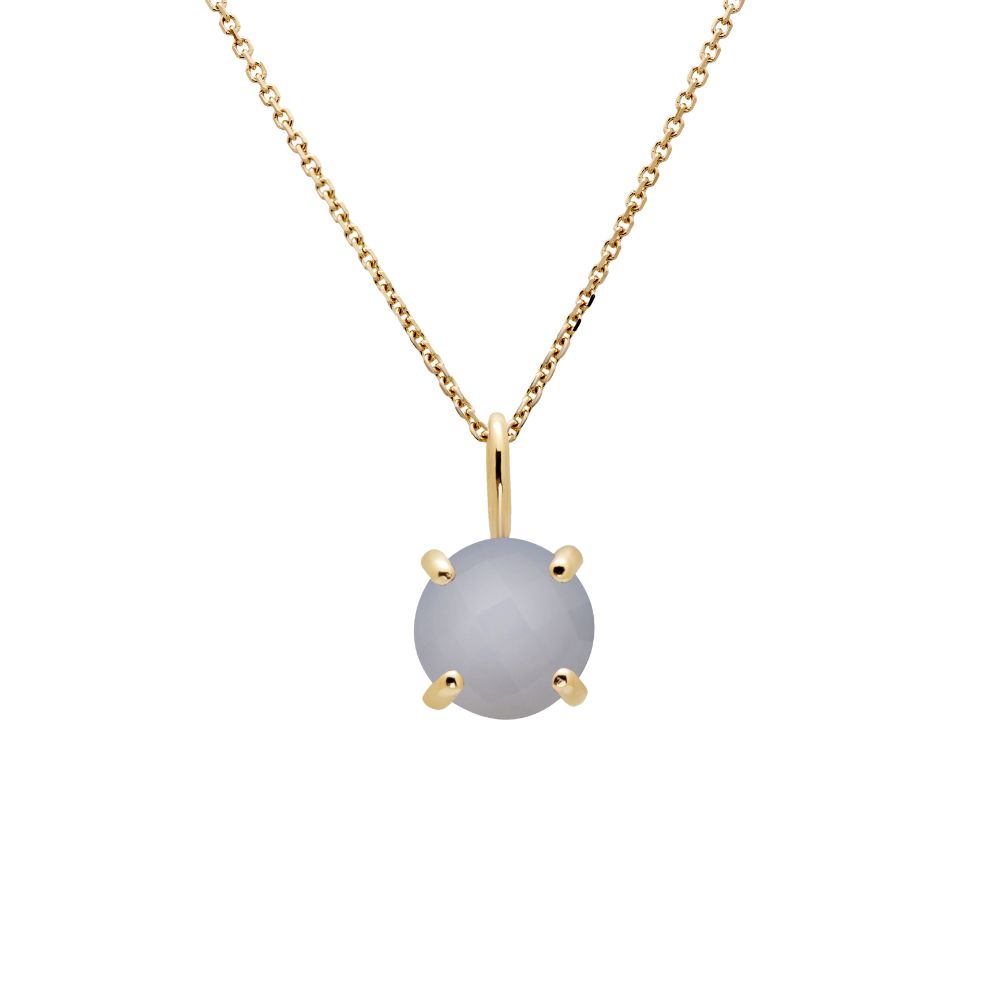 14K Gold Necklace with Chalcedony 8mm Kyklos
