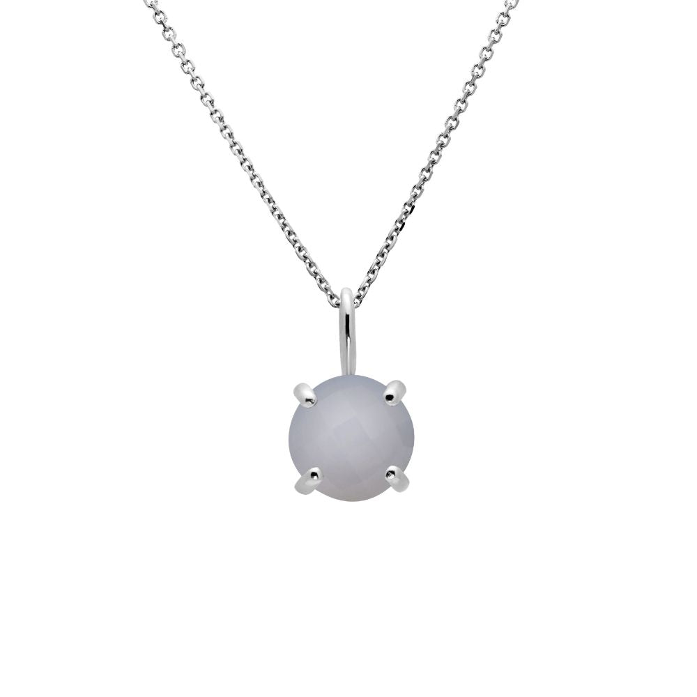 14K Gold Necklace with Chalcedony White Gold
