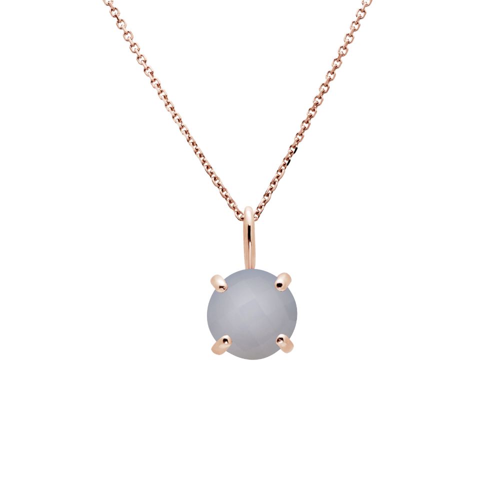 14K Gold Necklace with Chalcedony Rose Gold