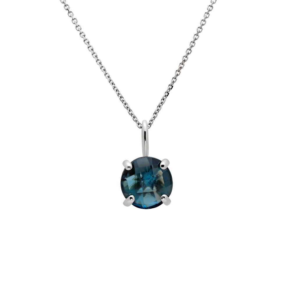 14K White Gold Necklace with London Topaz 8mm by Kyklos