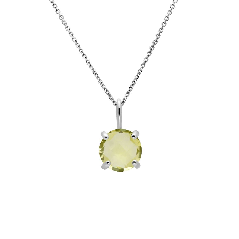14K Gold Necklace with Lemon Quartz 8mm